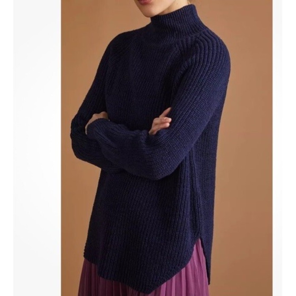 Anthropologie Maeve Turtleneck Tunic‎ Sweater Navy Size M Long Sleeve